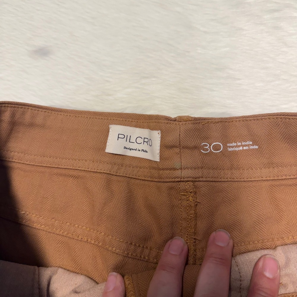 Pilcro Anthropologie Camel Brown Herringbone Wide Leg Pants High Rise Size 30 - Picture 3 of 5
